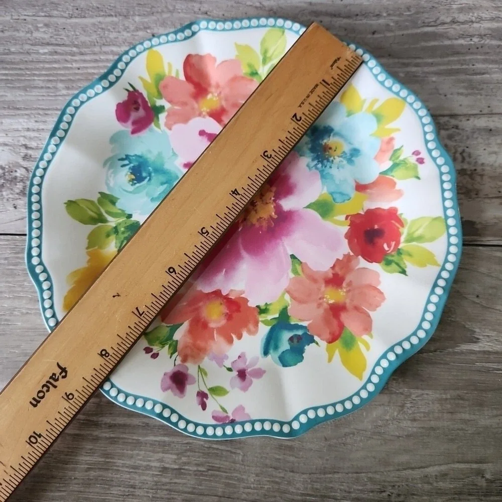 Pioneer Woman Breezy Blossom Indoor Outdoor Melamine Set of‎ 4 Salad Plates NEW
